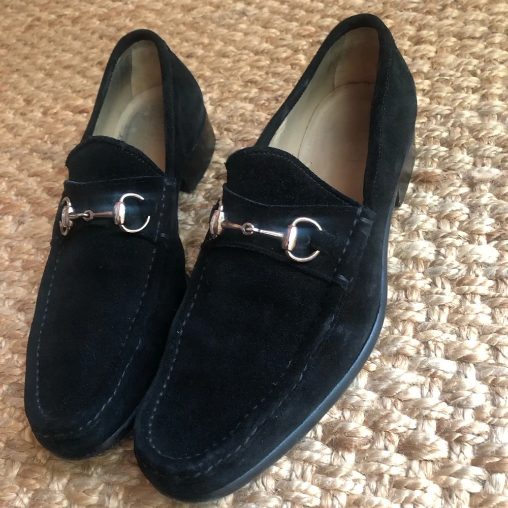 Gucci: Suede Horsebit Loafer. Vintage. Black. Size 9 D